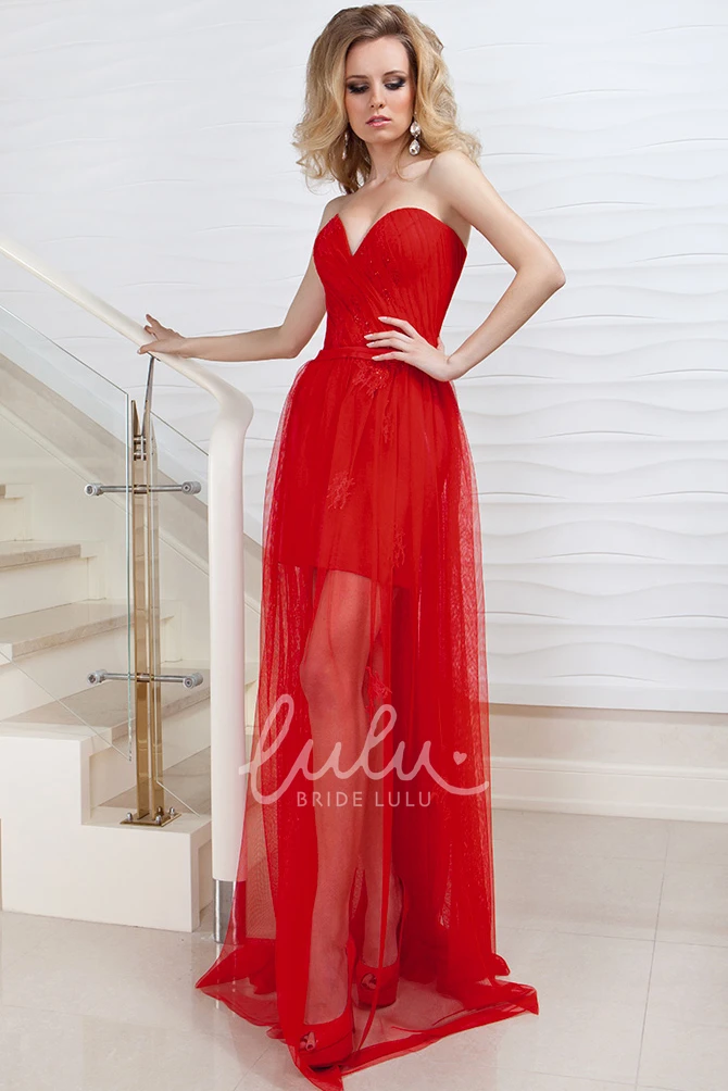 Sleeveless A-Line Tulle Prom Dress with Lace Criss-Cross and Sweetheart Neckline