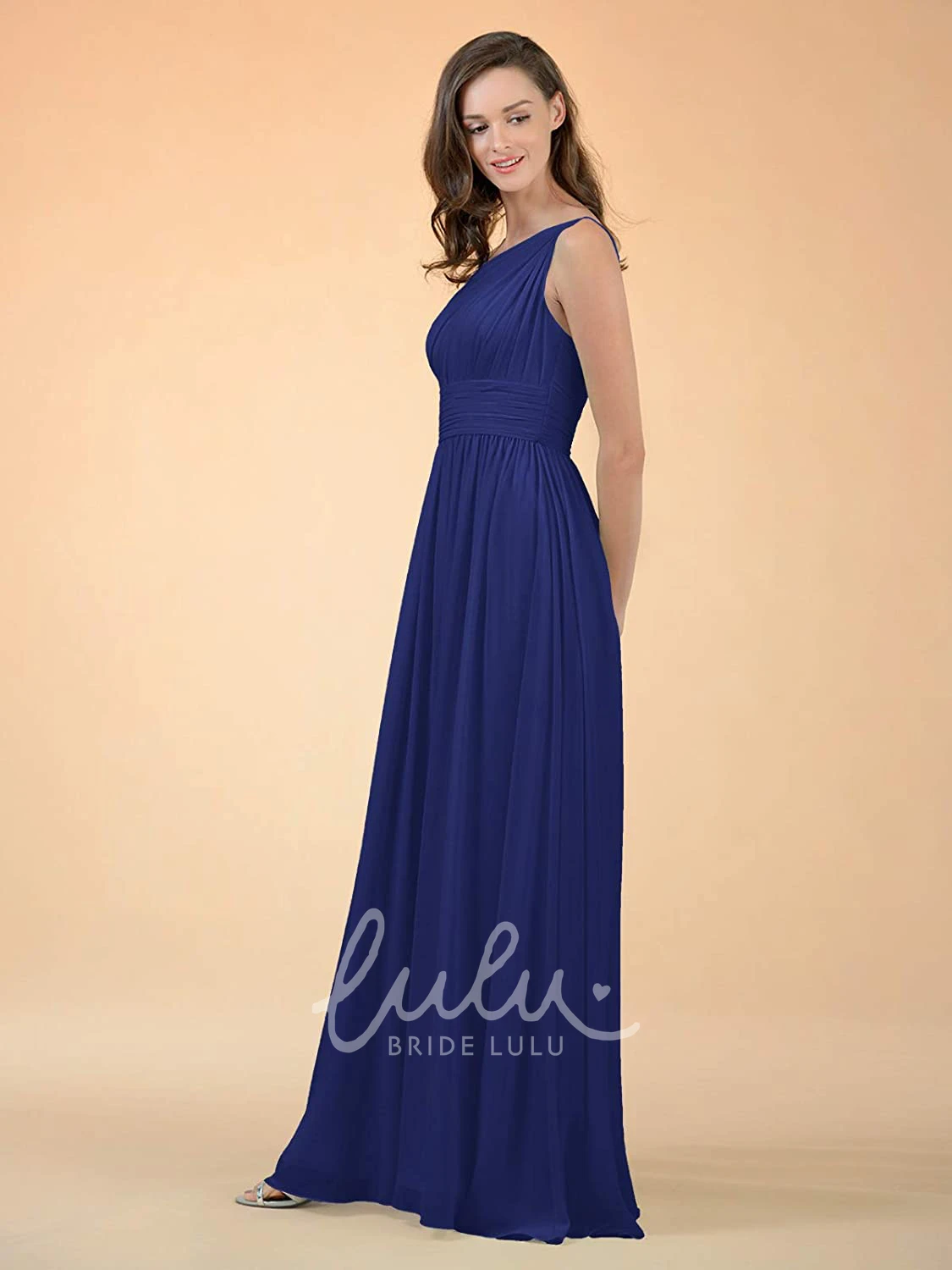 Chiffon One-Shoulder A-Line Bridesmaid Dress with Ruching Simple & Elegant