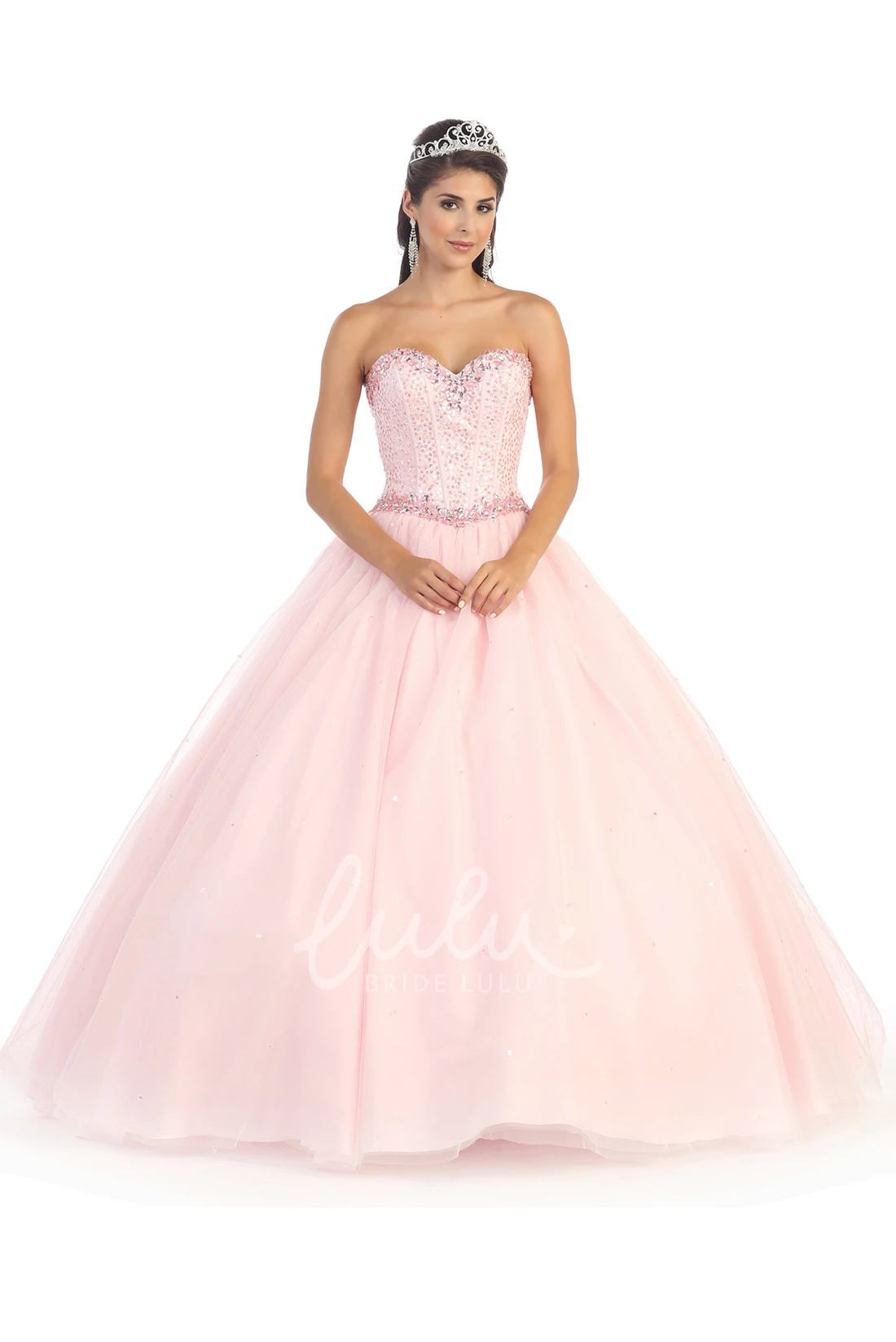 Sweetheart Tulle Beaded Formal Dress Ball Gown Sleeveless
