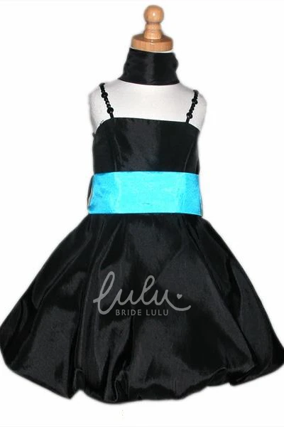 Beaded Cap-Sleeve Tea-Length Flower Girl Dress with Straps