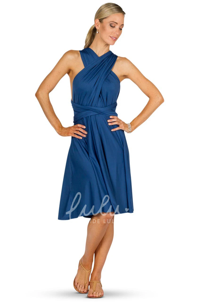 Knee-Length Sleeveless Chiffon Bridesmaid Dress with Ruching and Straps Flowy Bridesmaid Dress