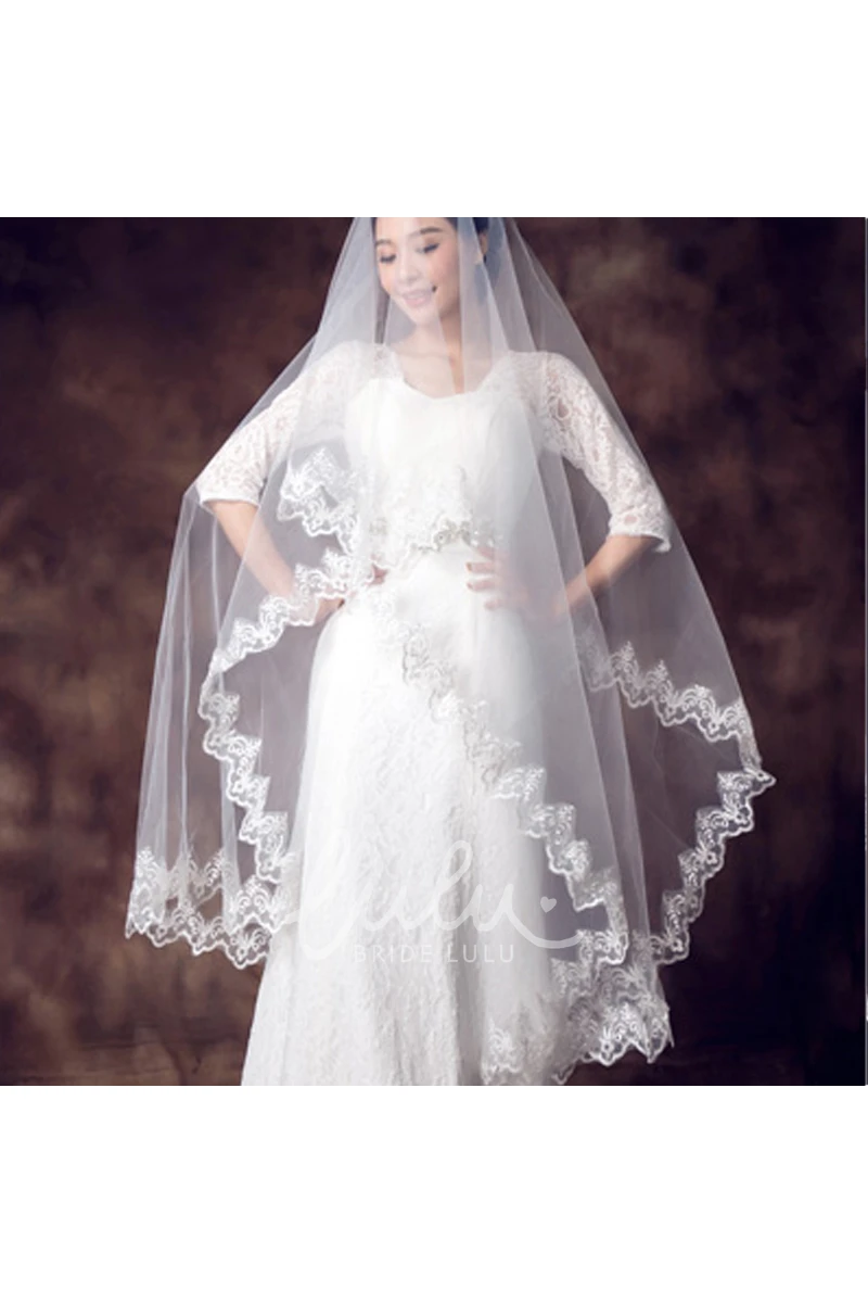 Soft Tulle Wedding Veil Lace Edge & Simple Style