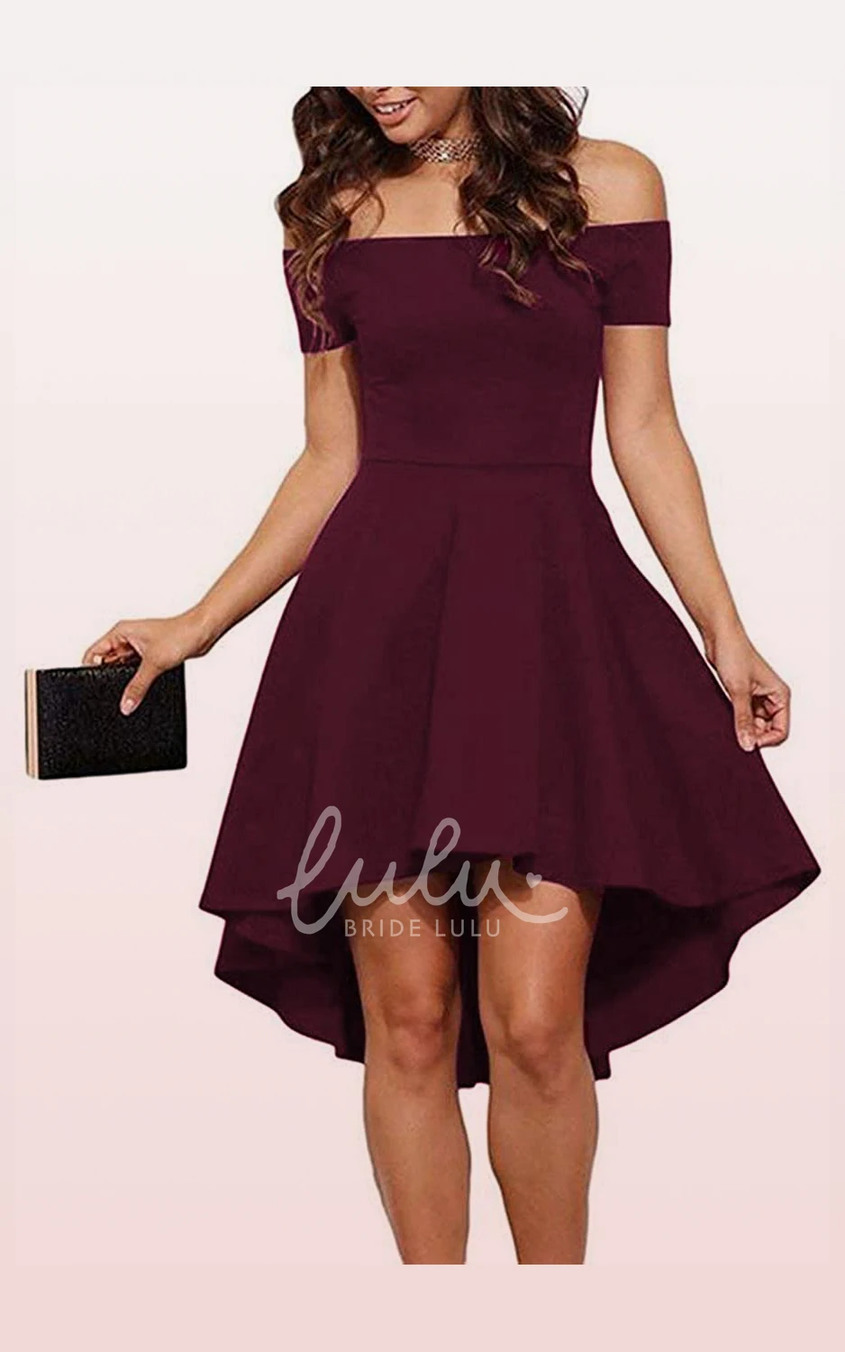 Taffeta A-Line Dress Short Sleeve Modern Solid Pleated