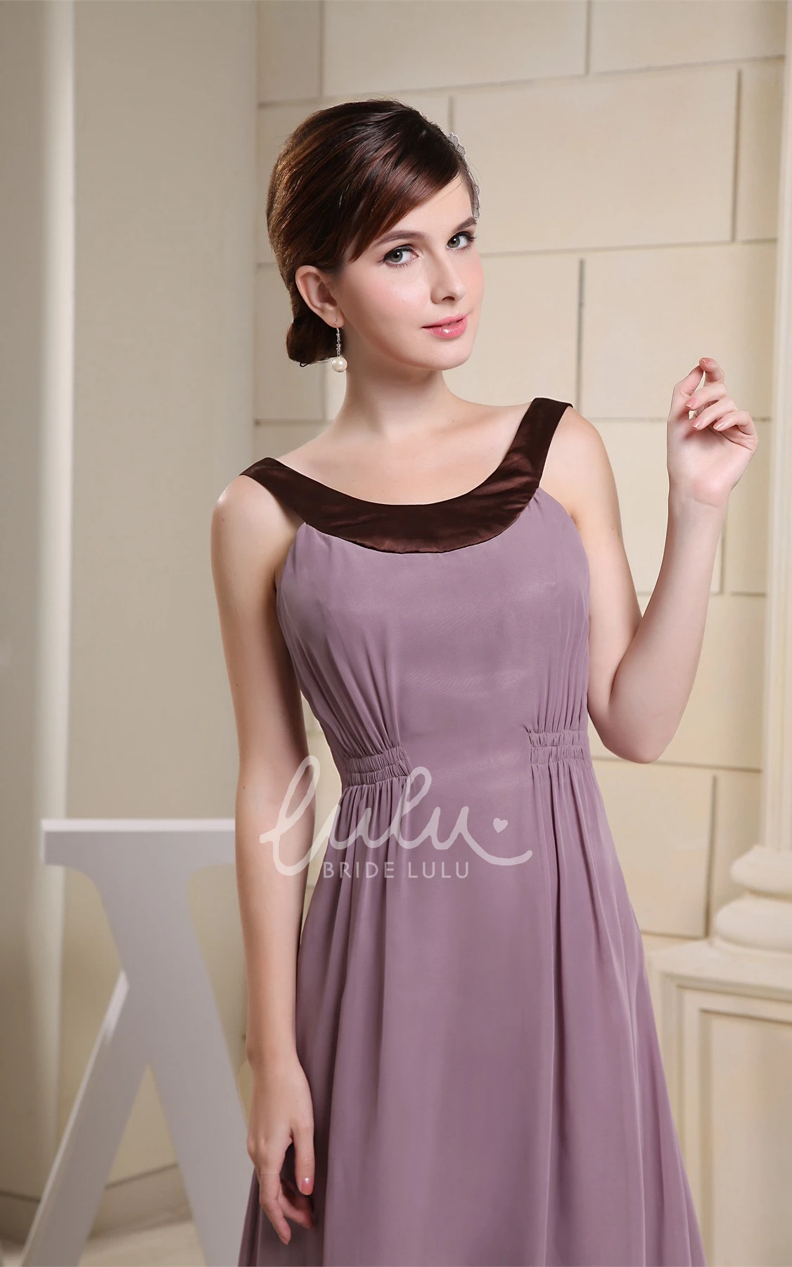 Ruched A-Line Chiffon Formal Dress with Sweep Train