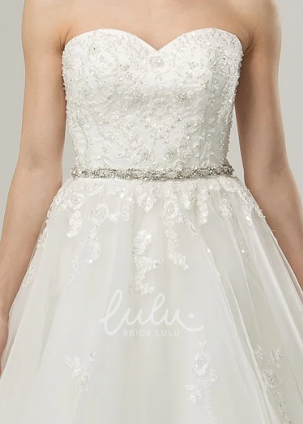 Jeweled Ball Gown Tulle Wedding Dress with Cape Sweetheart