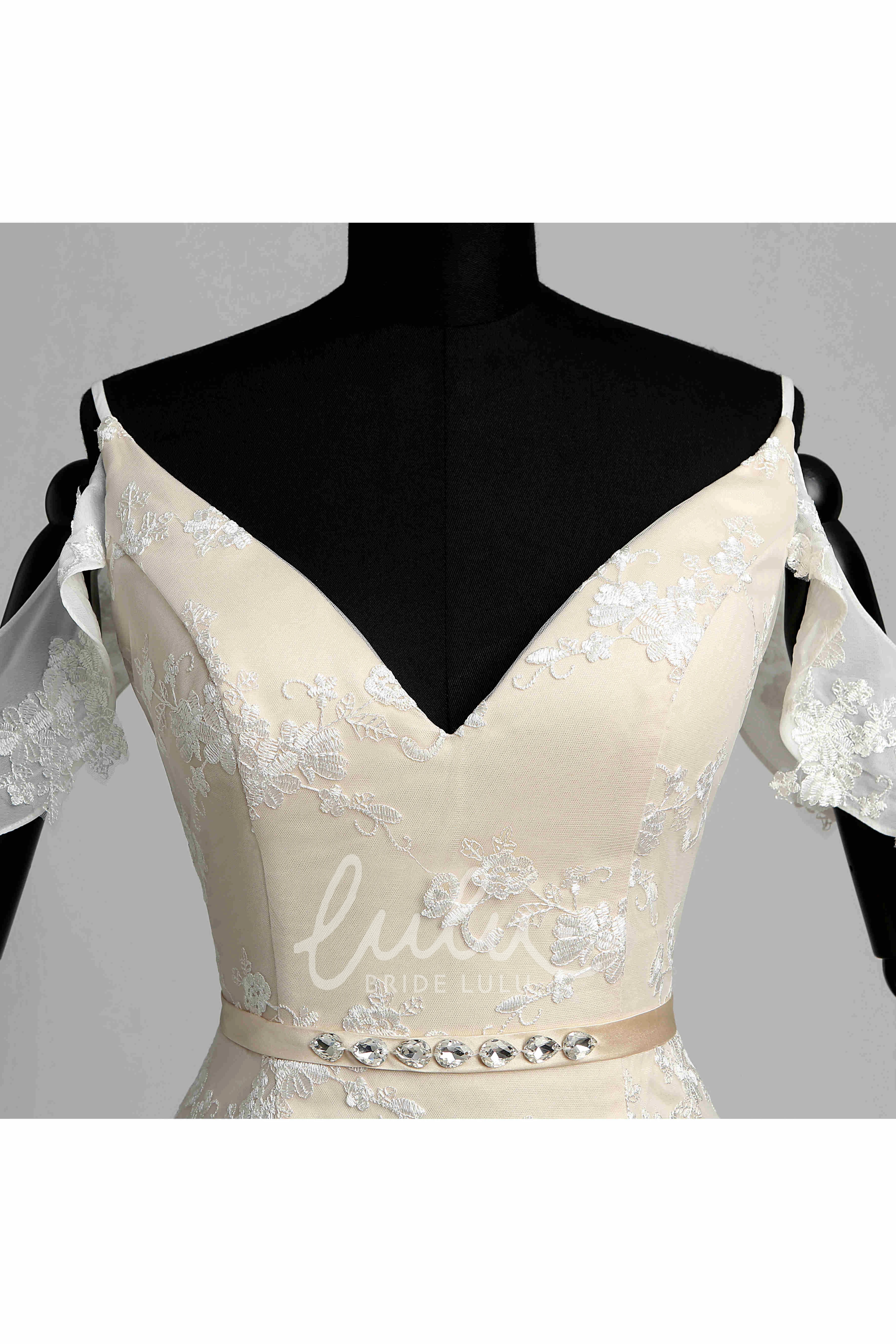 Elegant Lace Wedding Dress with Bandage Pleats and Ruffles Mermaid Style