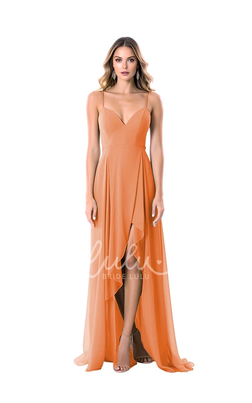 A-Line Chiffon V-neck Bridesmaid Dress with Split Front Modern & Chic