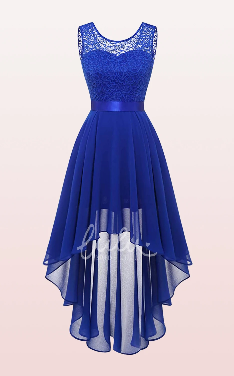 Chiffon Bateau A-line Bridesmaid Dress with Sash/Ribbon High-Low