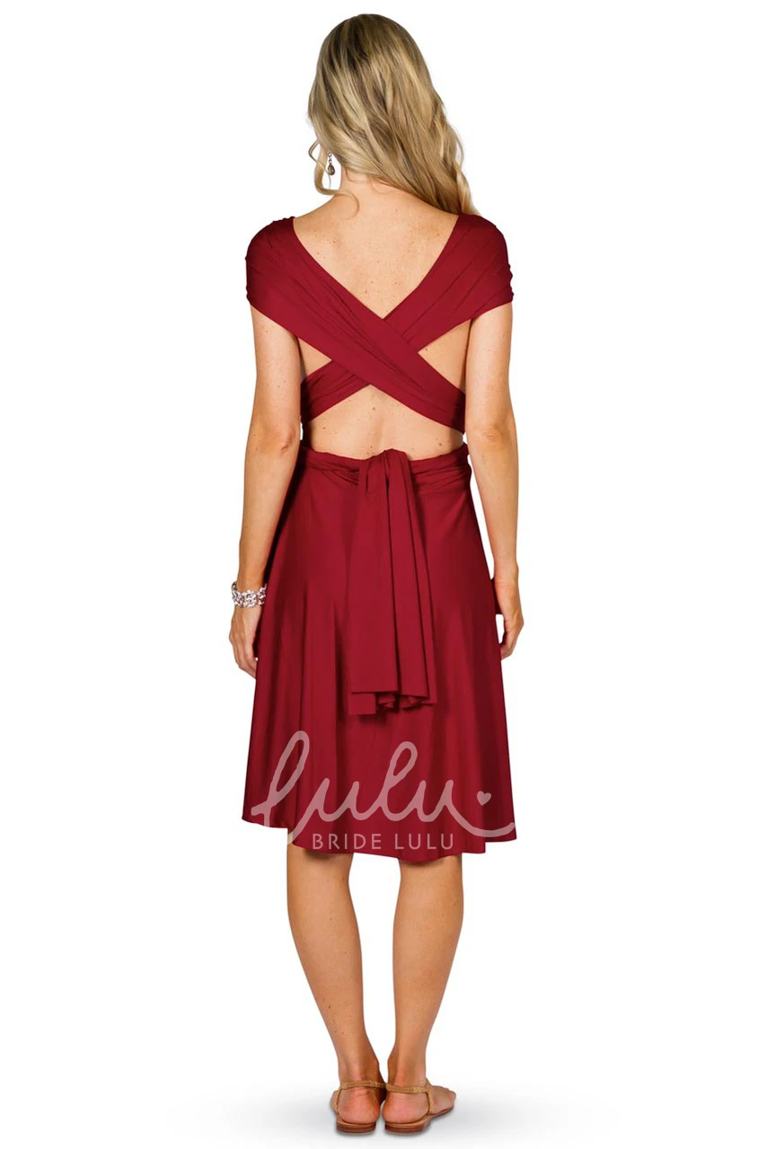 Knee-Length Sleeveless Chiffon Bridesmaid Dress with Criss-Cross Straps Unique Bridesmaid Dress