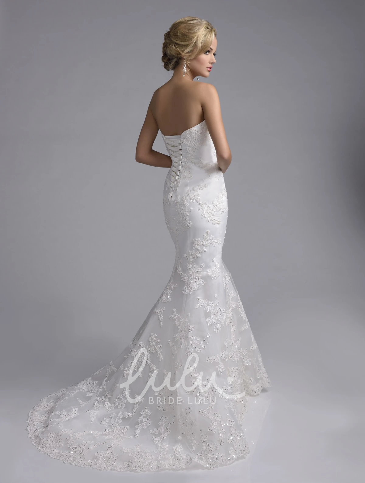 Sweetheart Lace Fit and Flare Wedding Dress with Lace-Up Back
