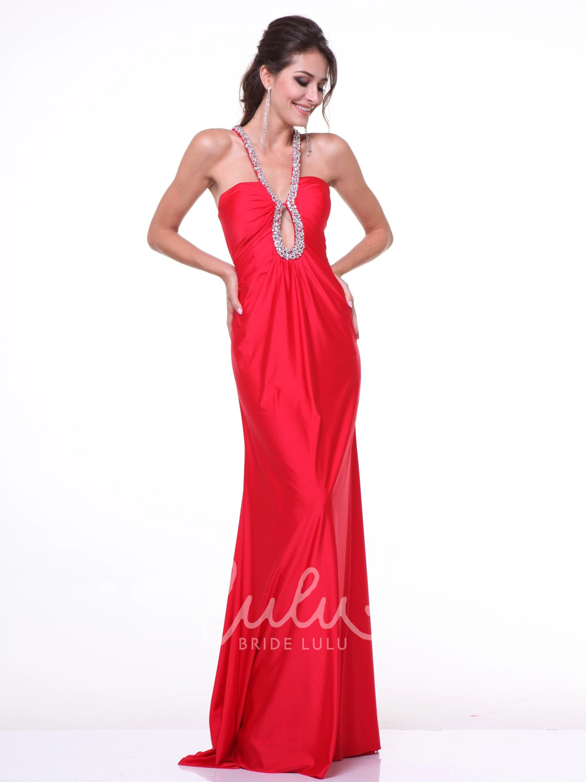 Sleeveless Jersey Sheath Formal Dress with Beading Floor-Length
