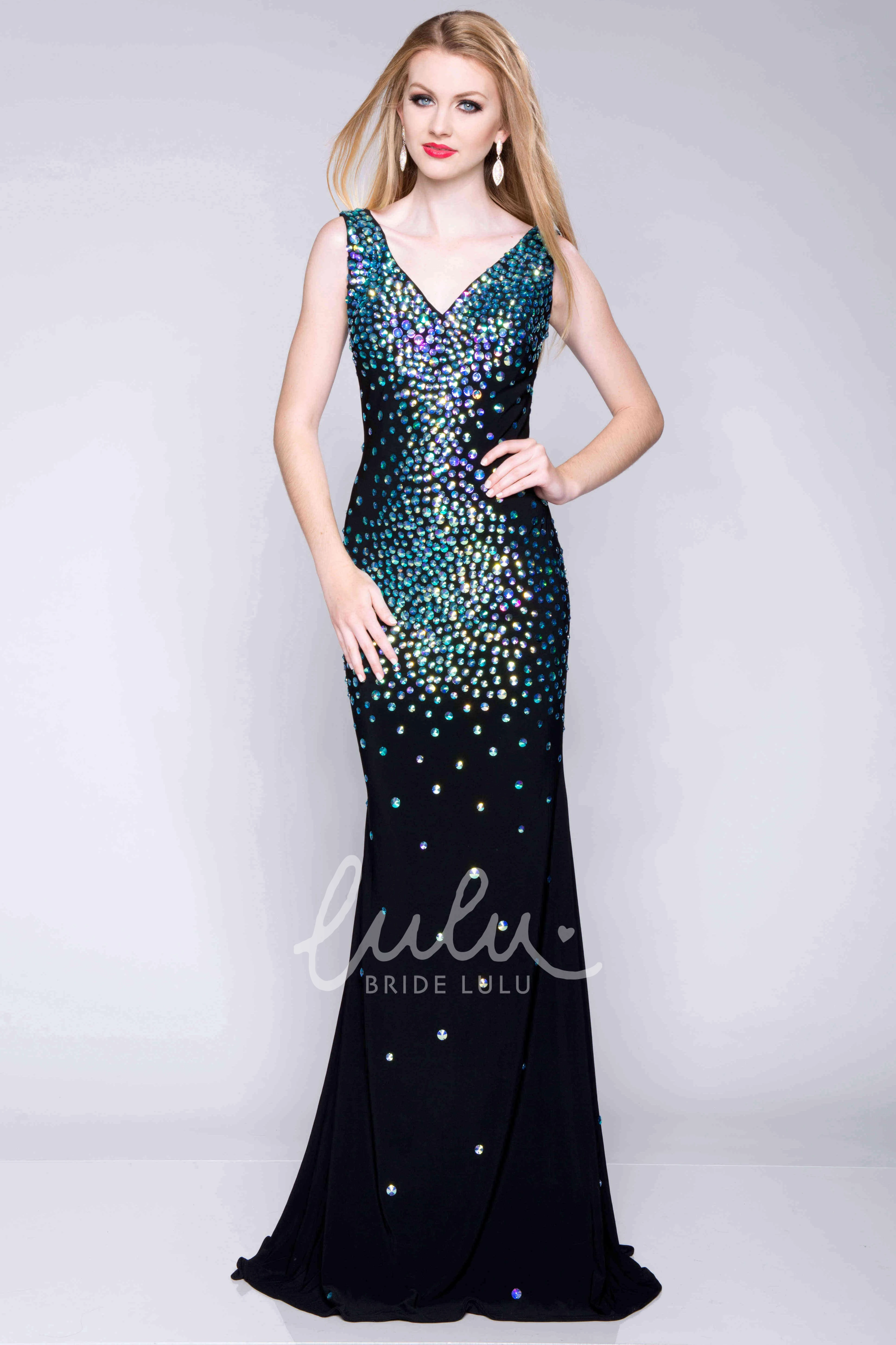 Sequined Sheath V-Neck Chiffon Prom Dress with Low-V Back Unique Prom Dress 2025