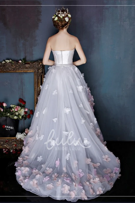 High-low 3D Floral Appliqued Sleeveless Formal Dress with Open Back and Bow