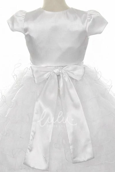Ankle-Length Bolero Flower Girl Dress with Sequins Organza and Ribbon