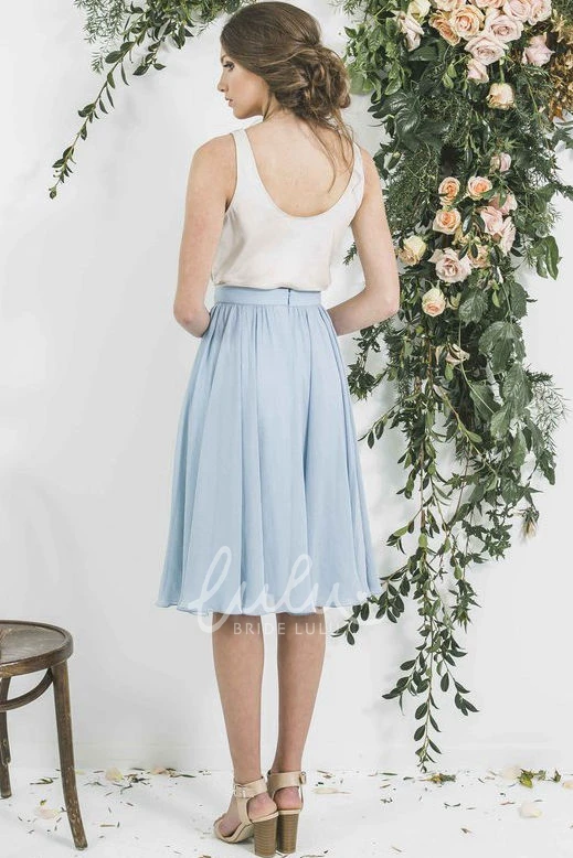 Knee-Length Pleated Chiffon Bridesmaid Dress Sleeveless Cowl Neck
