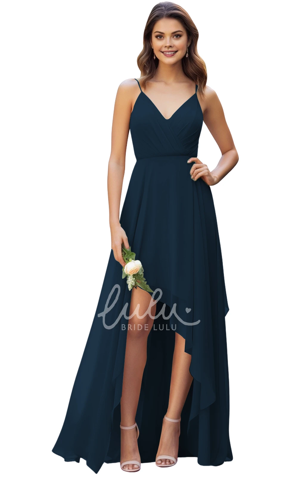 A-Line Chiffon Spaghetti V-neck Bridesmaid Dress Gorgeous 2025 Women's Flowy Unique