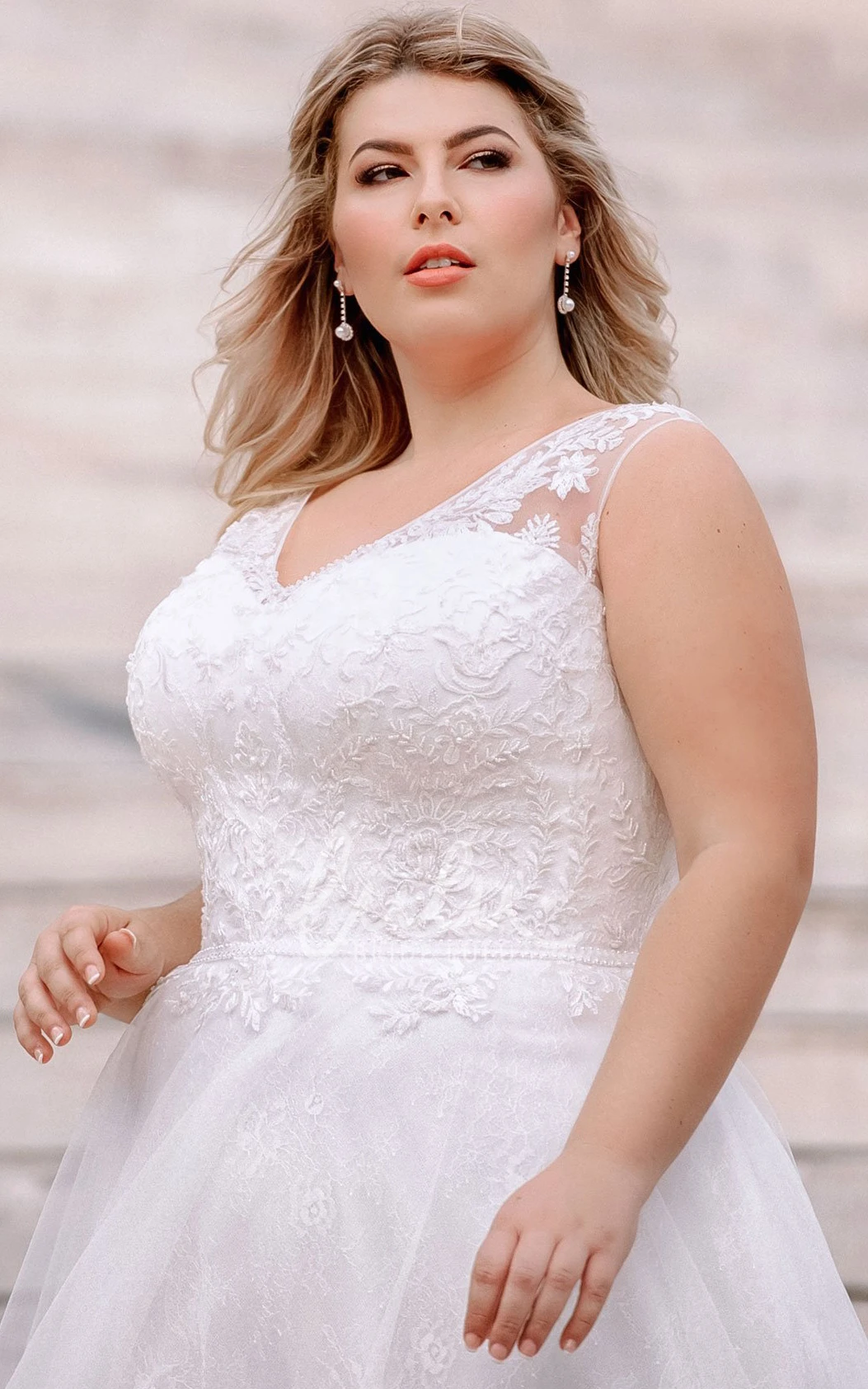 Elegant Lace A-Line Floor-Length Wedding Dress with Appliques Simple & Classy