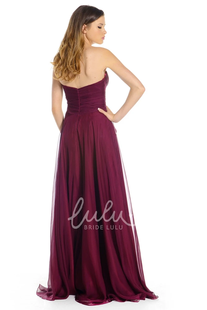 Crystal Sweetheart A-Line Chiffon Prom Dress with Ruching Maxi