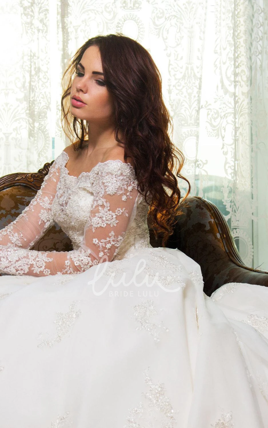 Beaded Tulle and Lace Satin Wedding Dress in Ball Gown Style