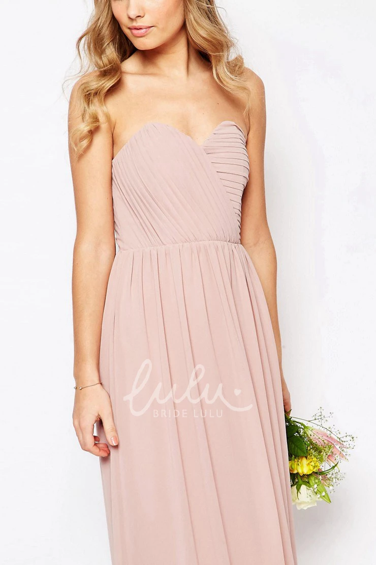 Ruched Sweetheart Chiffon Bridesmaid Dress Ankle-Length