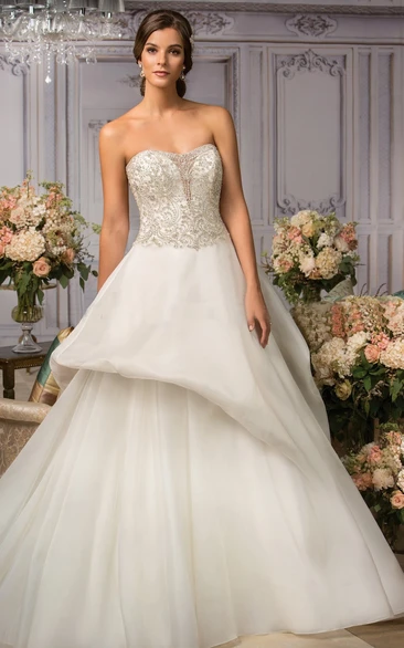 Crystal Ballgown with Strapless A-Line and Ruffles