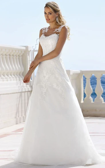 V-Neck Sleeveless Satin Wedding Dress Long and Beautiful Bridal Gown
