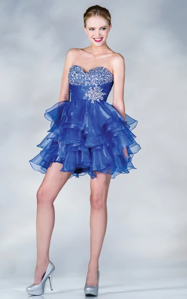 Beaded A-Line Organza Dress with Sweetheart Neckline