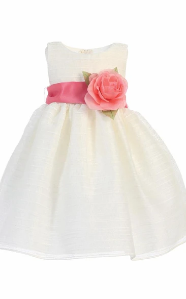 Tiered Organza Tea-Length Wedding Flower Girl Dress