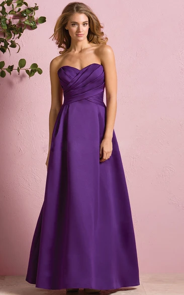 A-Line Satin Bridesmaid Dress with Ruched Bodice Unique Bridesmaid Dress