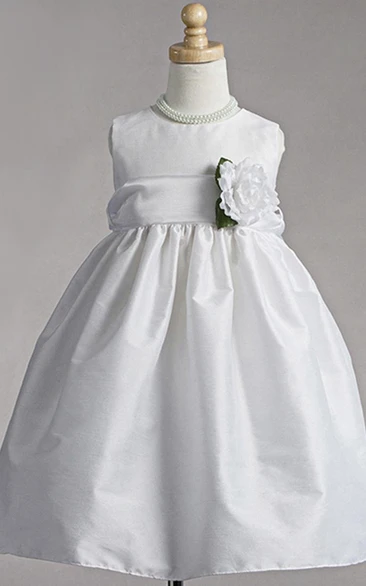 Sleeveless Organza Flower Girl Dress Tea-Length