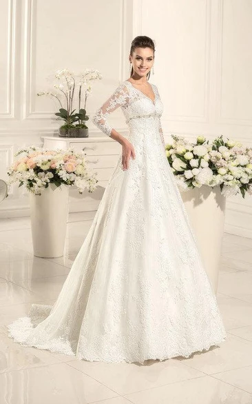 Lace A-Line Sweetheart Wedding Dress with Long Sleeves
