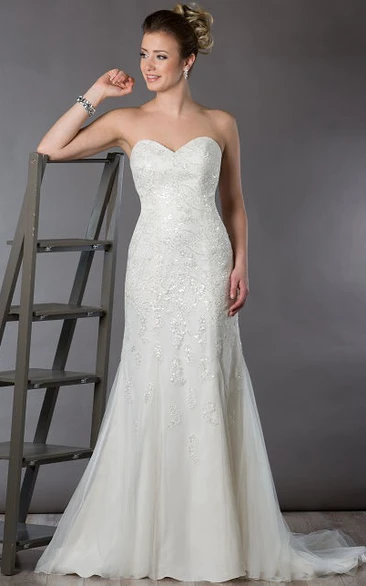 Sequined Sheath Wedding Dress with Sweetheart Neckline and Trumpet Skirt