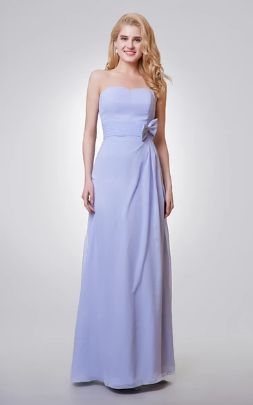 Backless Sweetheart A-line Long Dress with Bow and Elegant Chiffon