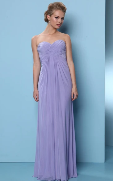 Sleeveless Sweetheart Criss-Cross Chiffon Bridesmaid Dress Classy Prom Dress