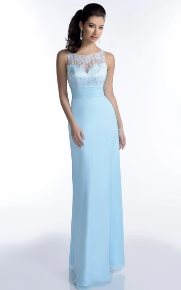 Sleeveless Lace Chiffon Bridesmaid Dress with Scoop Neckline Elegant Lace Chiffon Bridesmaid Dress