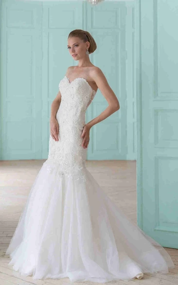 Mermaid Sweetheart Wedding Dress with Illusion Unique and Flattering