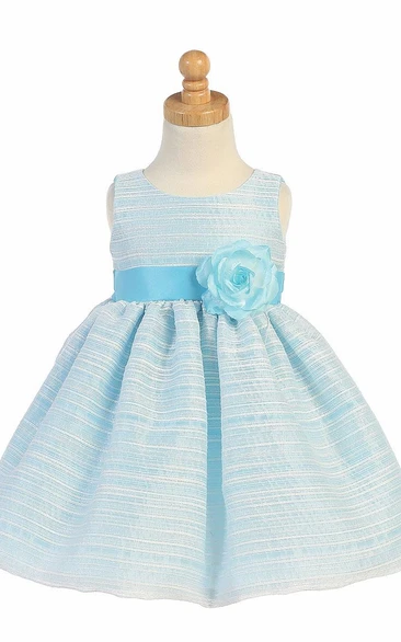 Tiered Organza&Satin Tea-Length Flower Girl Dress Classy and Modern