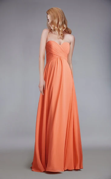 Chiffon Empire Sweetheart Bridesmaid Dress with Ruching