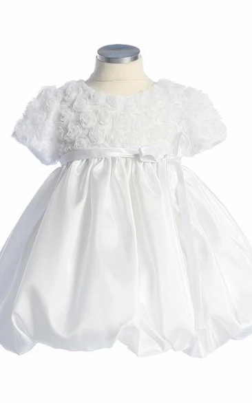 Tiered Tulle Lace Embroidered Cap-Sleeve Girl Dress