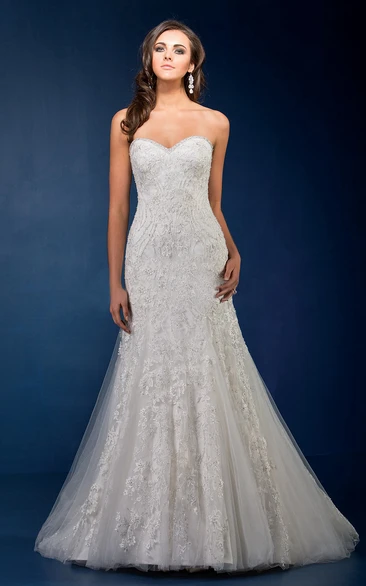 Crystal Applique Sweetheart Mermaid Wedding Dress