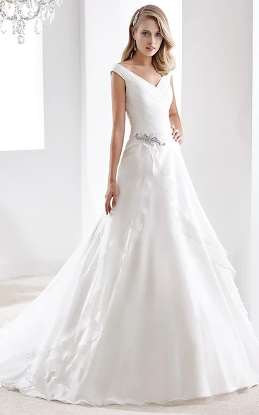 Beaded Sweetheart Mermaid Wedding Dress with Pleated Skirt and Brush Train