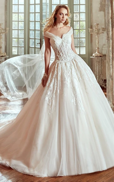 Princess Wedding Dress With Tulle Straps and Lace Corset Unique Wedding Dress Women Elegant