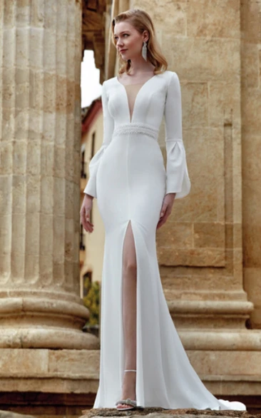 Sexy Beach Wedding Dress with Keyhole Back Romantic Satin A-Line