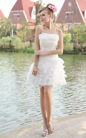 Organza Wedding Gown With Layered Ruffles Romantic & Strapless