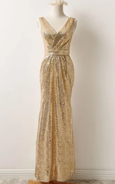 Sleeveless Sequins Dress with Draping Modern Formal Dress