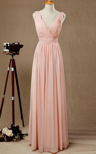Chiffon Floor-Length Dress Flowy and Simple Prom Dress