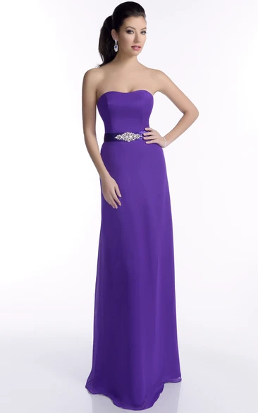 Strapless A-Line Chiffon Bridesmaid Dress with Crystal Waist Modern A-Line Chiffon Bridesmaid Dress