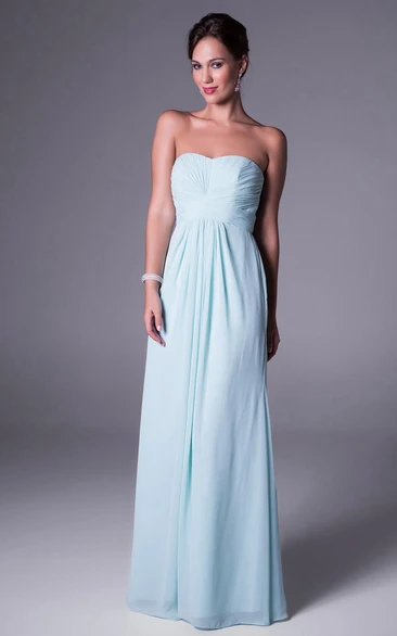 Zipper Back Sweetheart Chiffon Bridesmaid Dress with Ruching