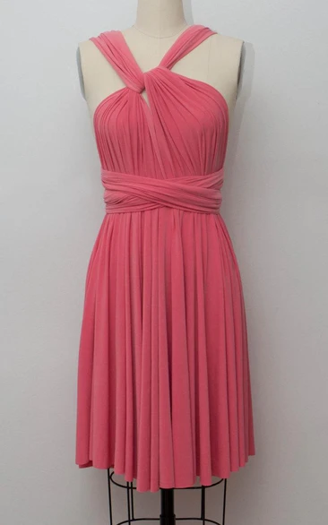 Coral Multiway Convertible Prom Dress with Infinity Wrap Design