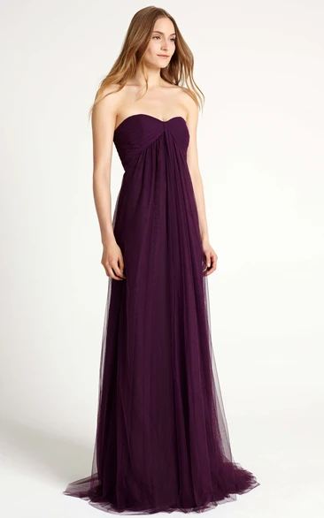 Empire Sweetheart Tulle Bridesmaid Dress with Ruching and Pleats Classy Sleeveless